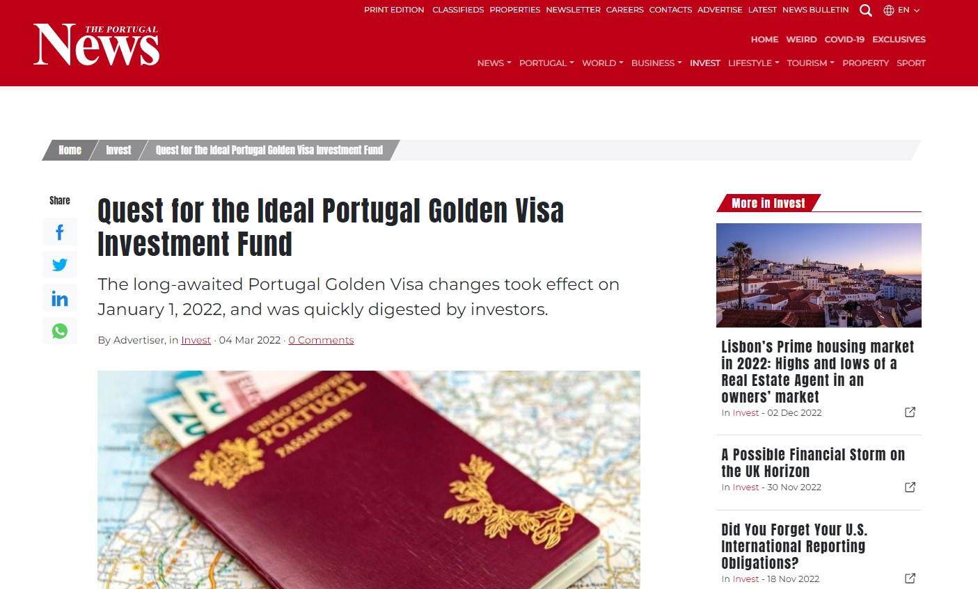 The Roadmap for Portugal passvisa Investment Funds