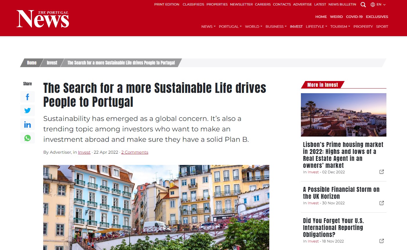 The Search for a More Sustainable Life Drives People to Portugal